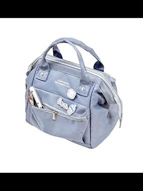 Light Blue Insulated Lunch Bag Tote - Compact Everyday Carry